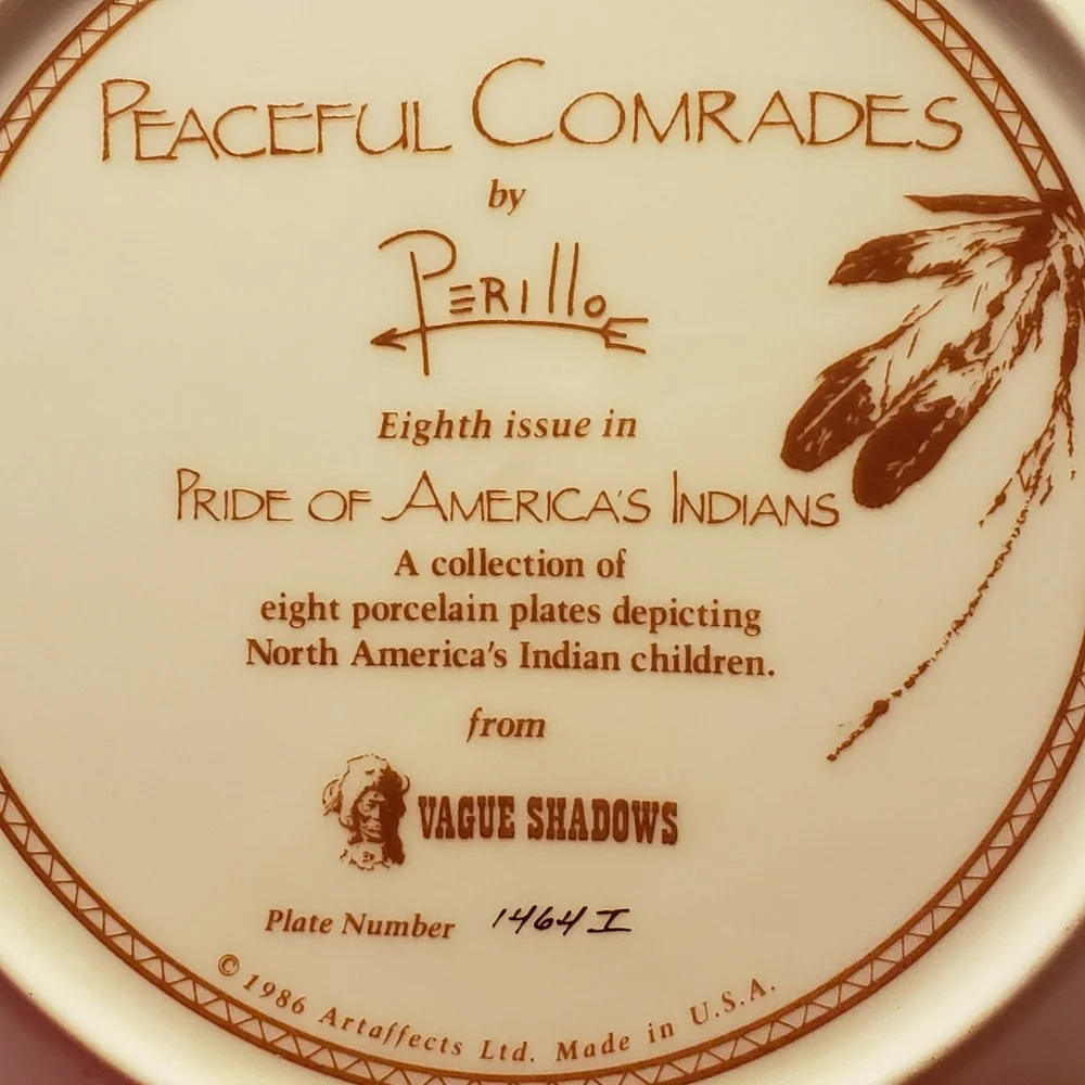 Vtg '86 Plate Peaceful Comrades Perillo 24K Gold